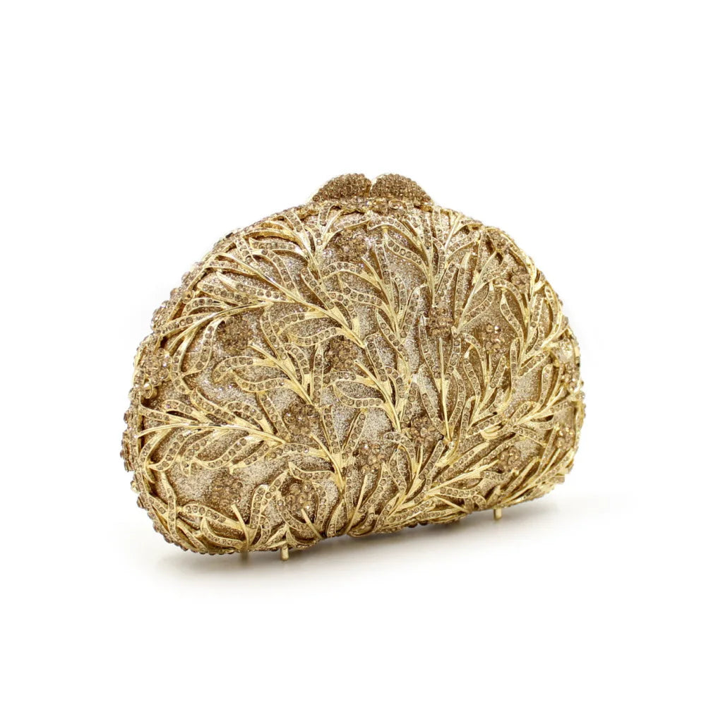 2025 venda quente dendritic cristal diamante-cravejado bolsa brilhante saco de noite dourado para mulher