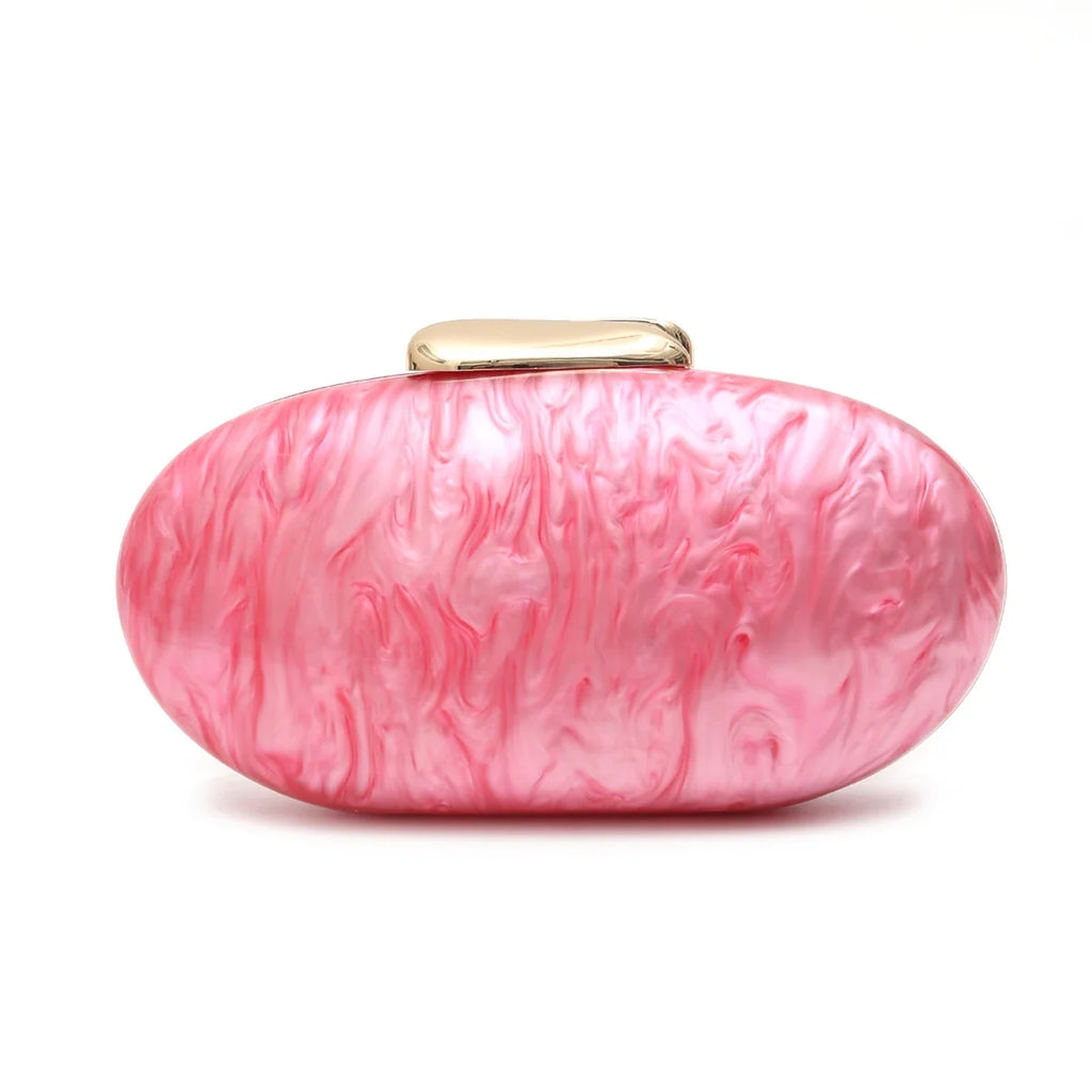 Sc marca de luxo elegante acrílico ímã fechamento embreagem bolsa em forma oval se encaixa celular design chique noiva bolsa casamento festa