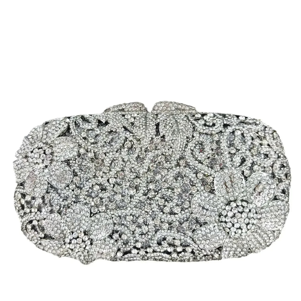 Boutique de fgg champanhe feminino flor bolsa de noite saco nupcial casamento strass bolsas festa jantar formal saco embreagem