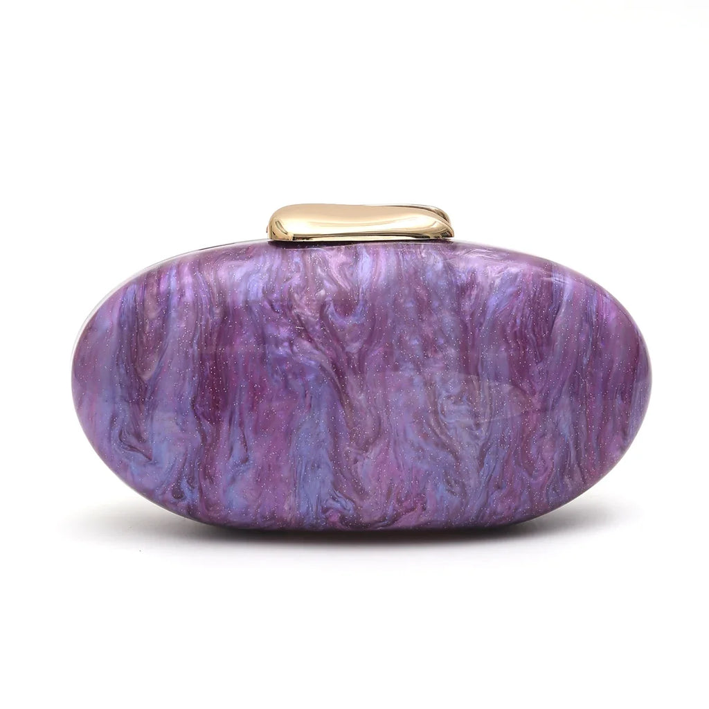 Sc marca de luxo elegante acrílico ímã fechamento embreagem bolsa em forma oval se encaixa celular design chique noiva bolsa casamento festa