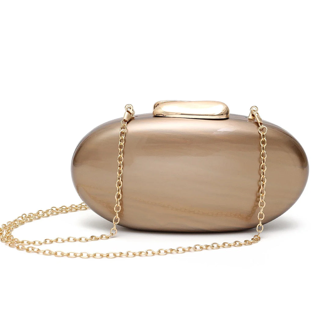 Sc marca de luxo elegante acrílico ímã fechamento embreagem bolsa em forma oval se encaixa celular design chique noiva bolsa casamento festa
