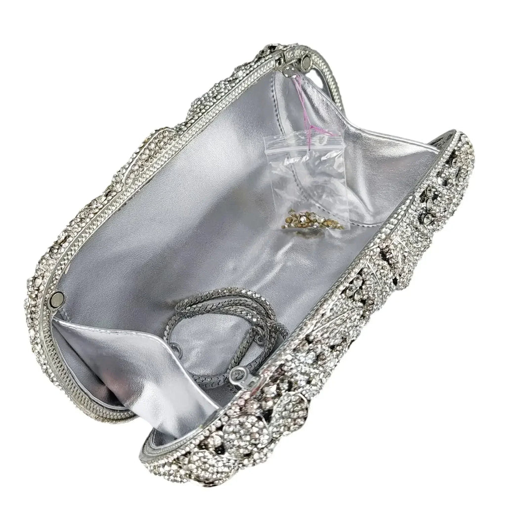 Boutique de fgg champanhe feminino flor bolsa de noite saco nupcial casamento strass bolsas festa jantar formal saco embreagem